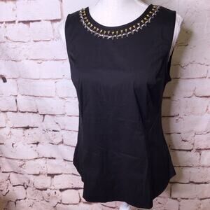 Ann Taylor Gem Shell Blouse Black Small